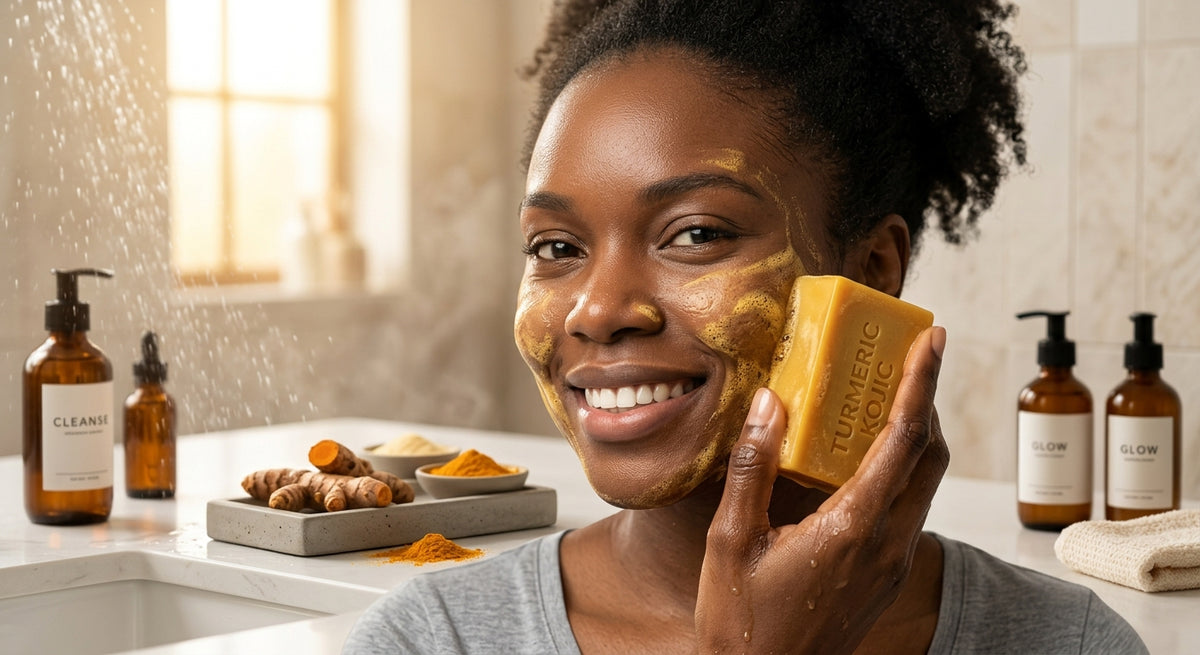 Transform Your Skin with Our Turmeric Cleanser & Soap Set - Powerful Kojic Acid Formula for Blackhead Elimination, Oil Control, and Acne Scar Reduction!
