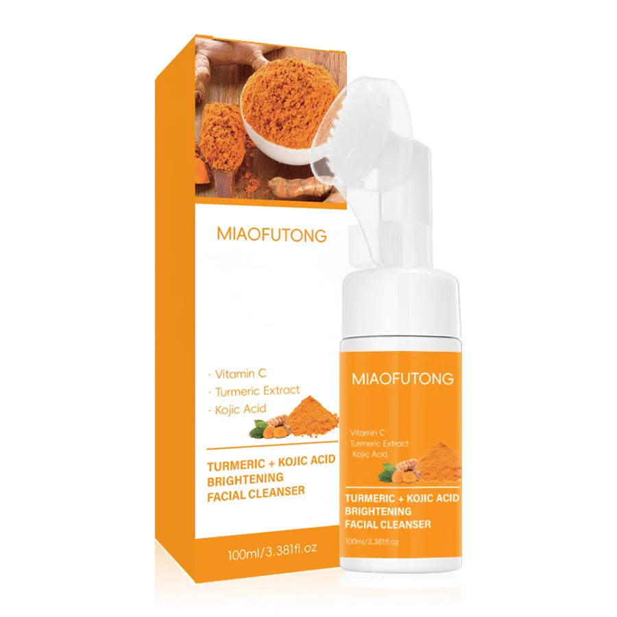 Transform Your Skin with Our Turmeric Cleanser & Soap Set - Powerful Kojic Acid Formula for Blackhead Elimination, Oil Control, and Acne Scar Reduction!