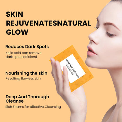 Transform Your Skin with Our Turmeric Cleanser & Soap Set - Powerful Kojic Acid Formula for Blackhead Elimination, Oil Control, and Acne Scar Reduction!